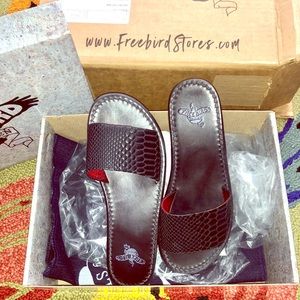 Freebird by Steven, slide sandals, black snake, 8